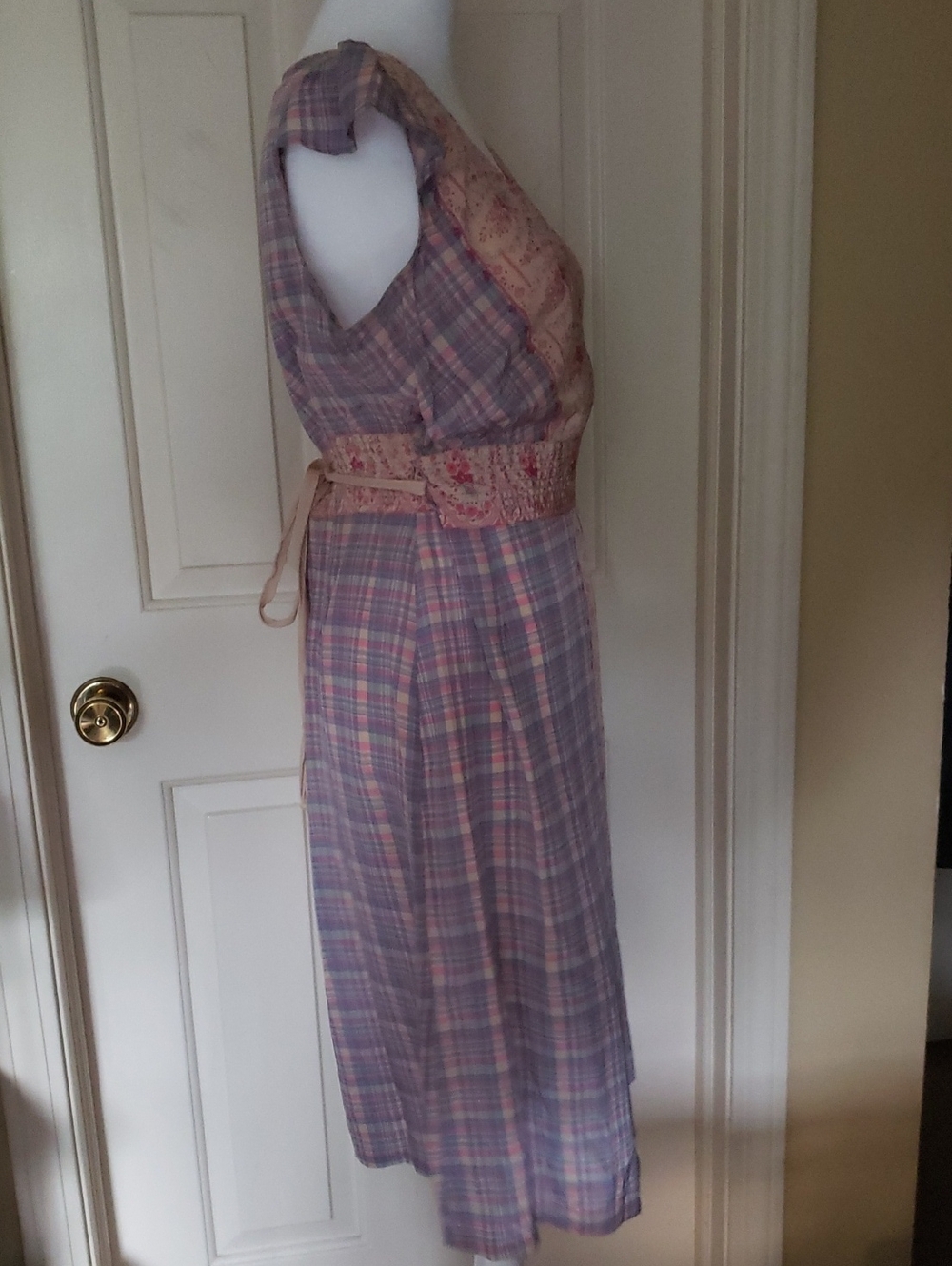 Plenty By Tracy Reese Floral & Plaid Midi Wrap Dress 100% Silk. Romantic Size 8 - Picture 7 of 11